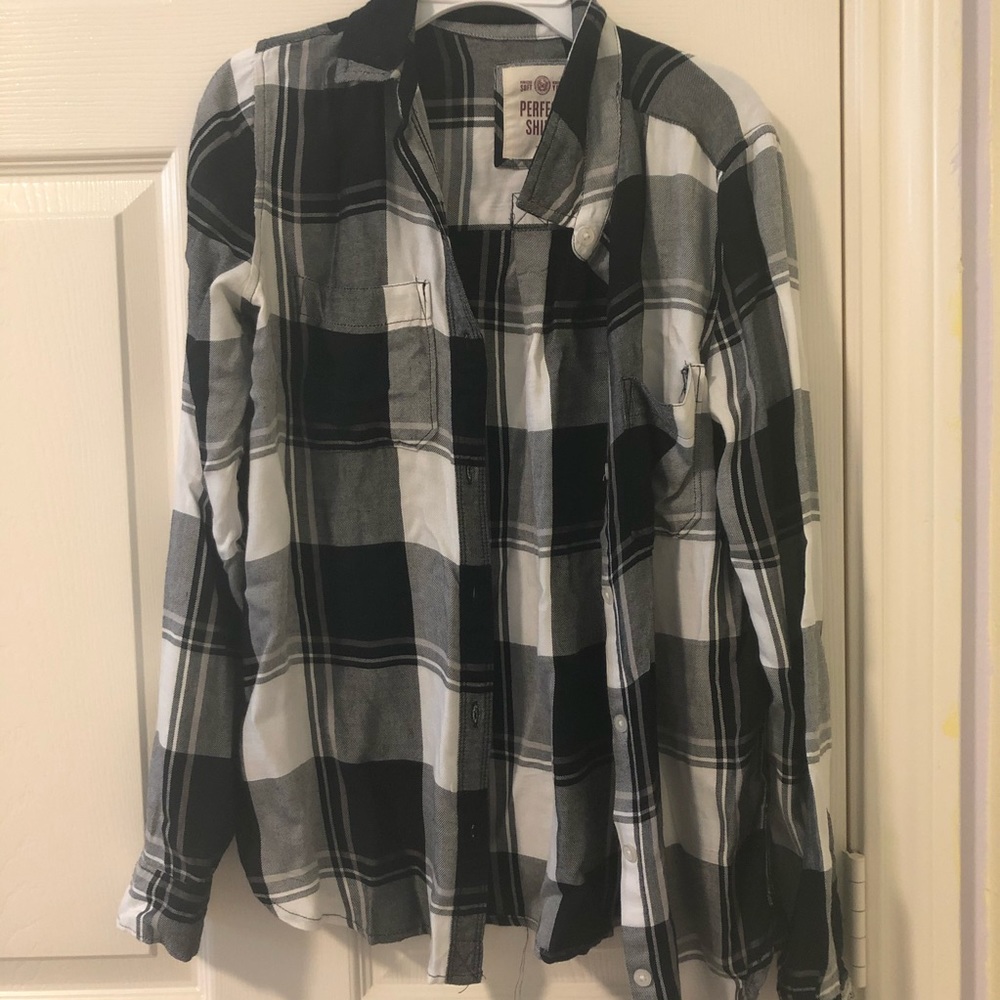 Black and White Plaid Button Up Shirt